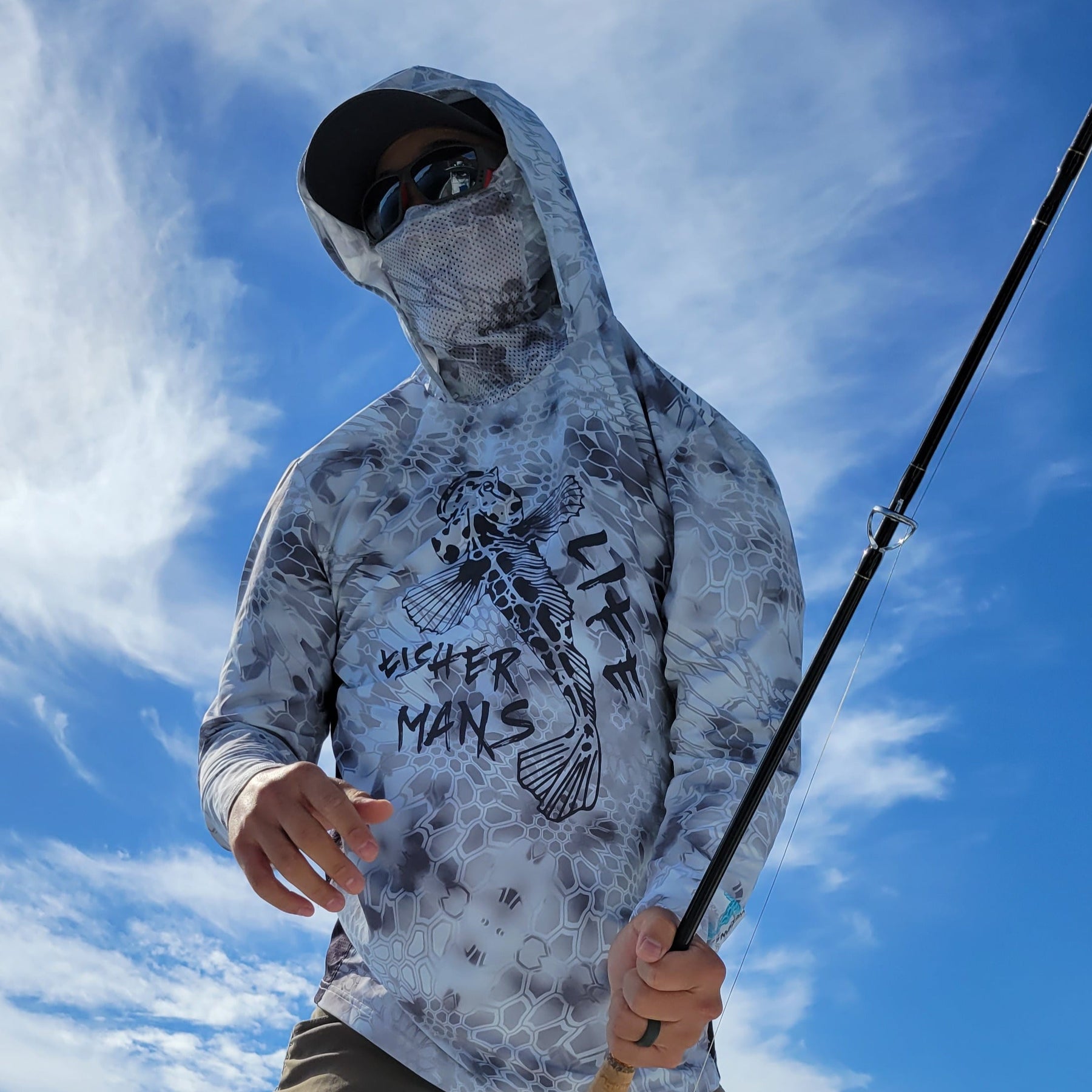 UPF 50+ Long Sleeve Shirt with Hood and Facemask Deep Clarity / Small