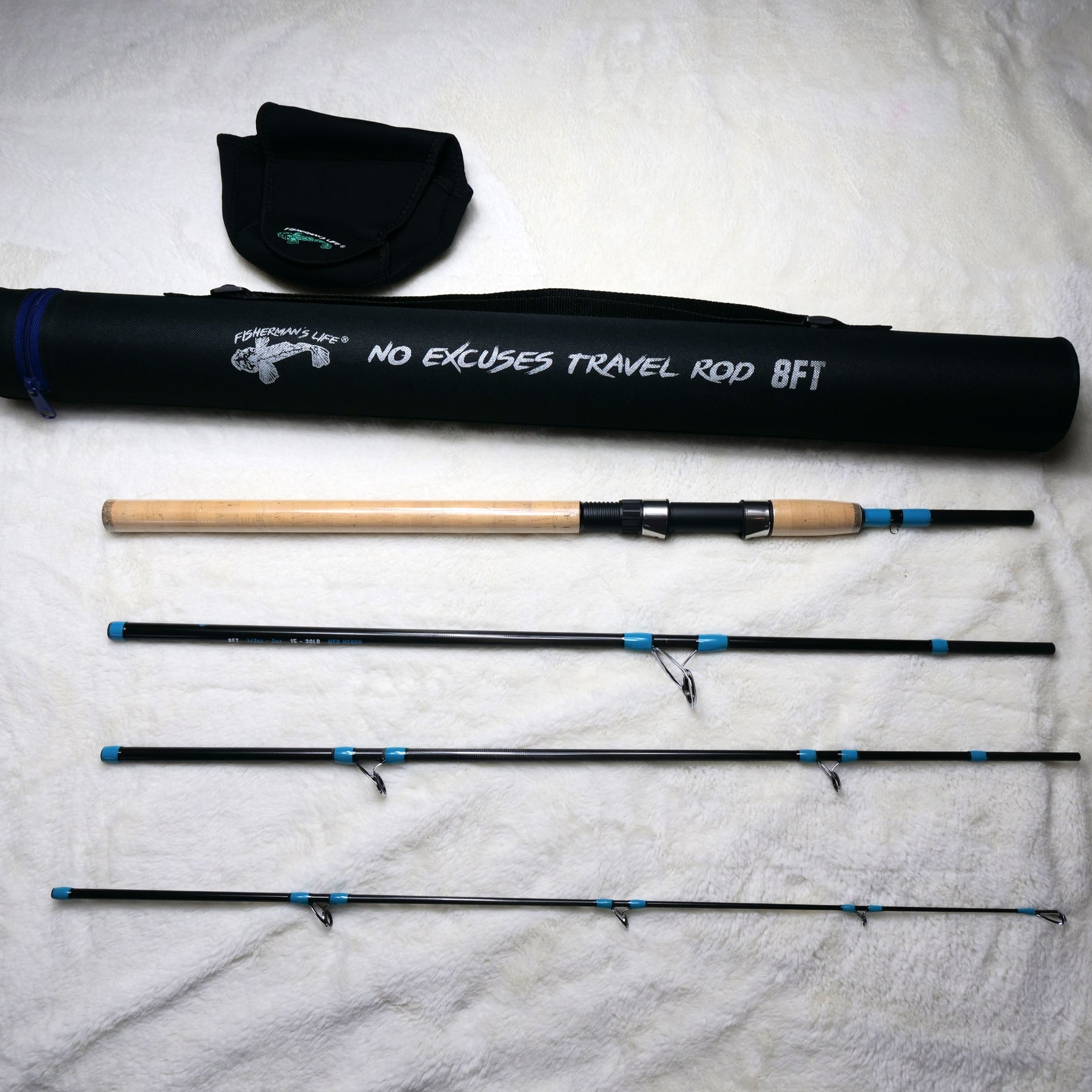 8Ft No Excuses Travel Rod with Tube Medium-Heavy Action 1/2oz to
