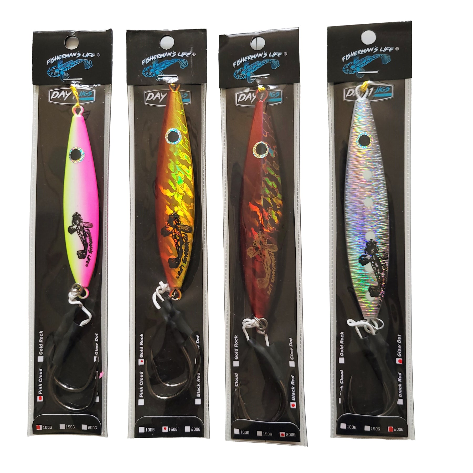 Fisherman's Life Vertical Jigs 100g, 150g, 200g, 300g FOUR COLORS available Black Red / ~6oz 150g