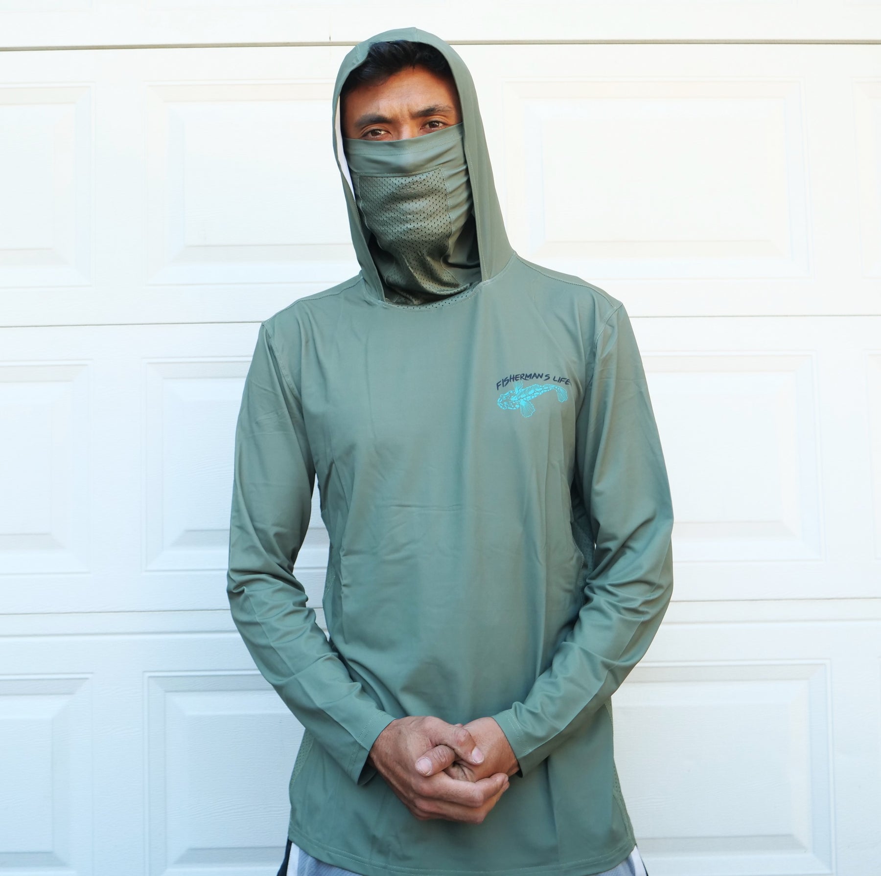 UPF 50+ Long Sleeve Shirt with Hood and Facemask Deep Clarity / 2XL