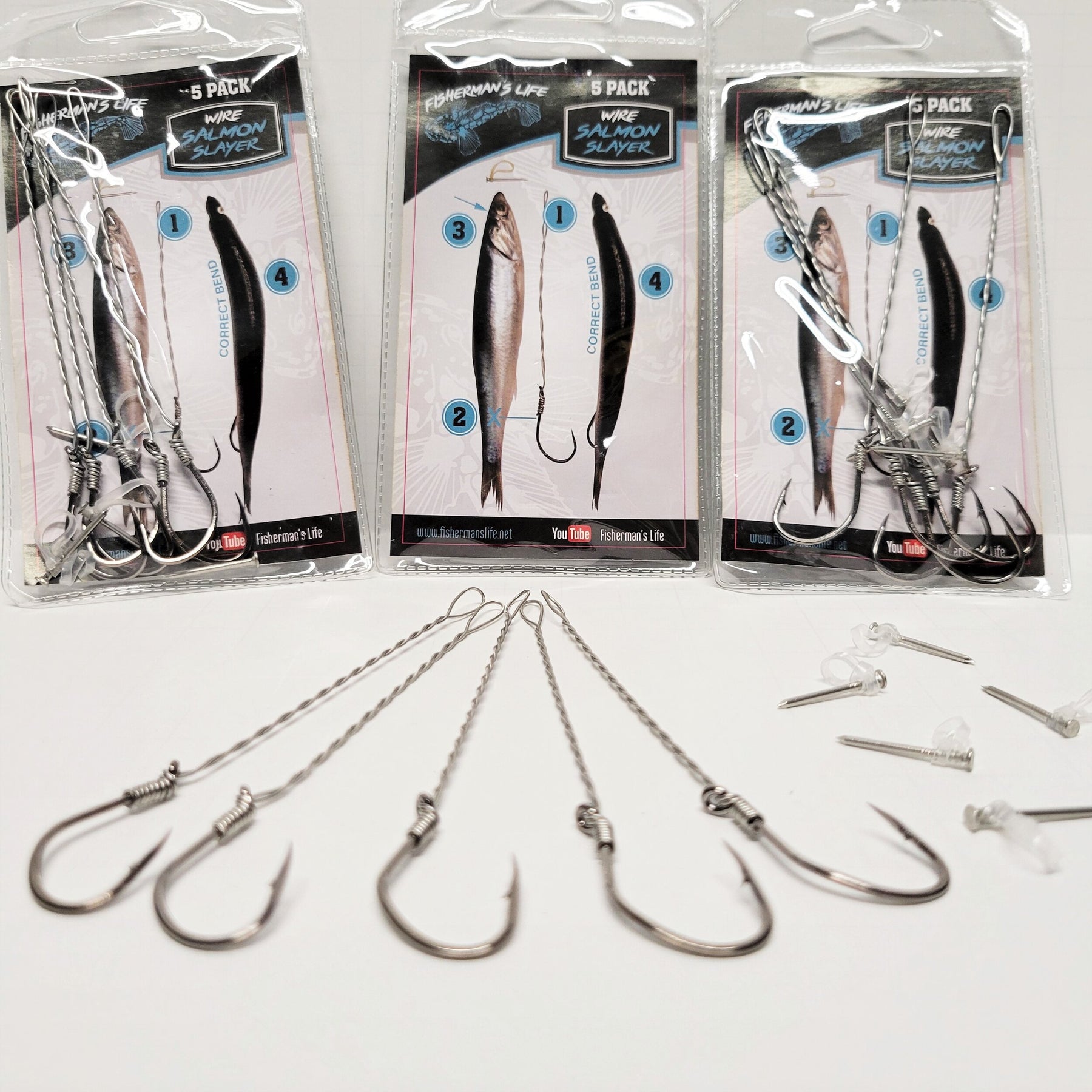 Cable Baiter 5 Pack W/ Nails: Wire SALMON SLAYER Fisherman's Life
