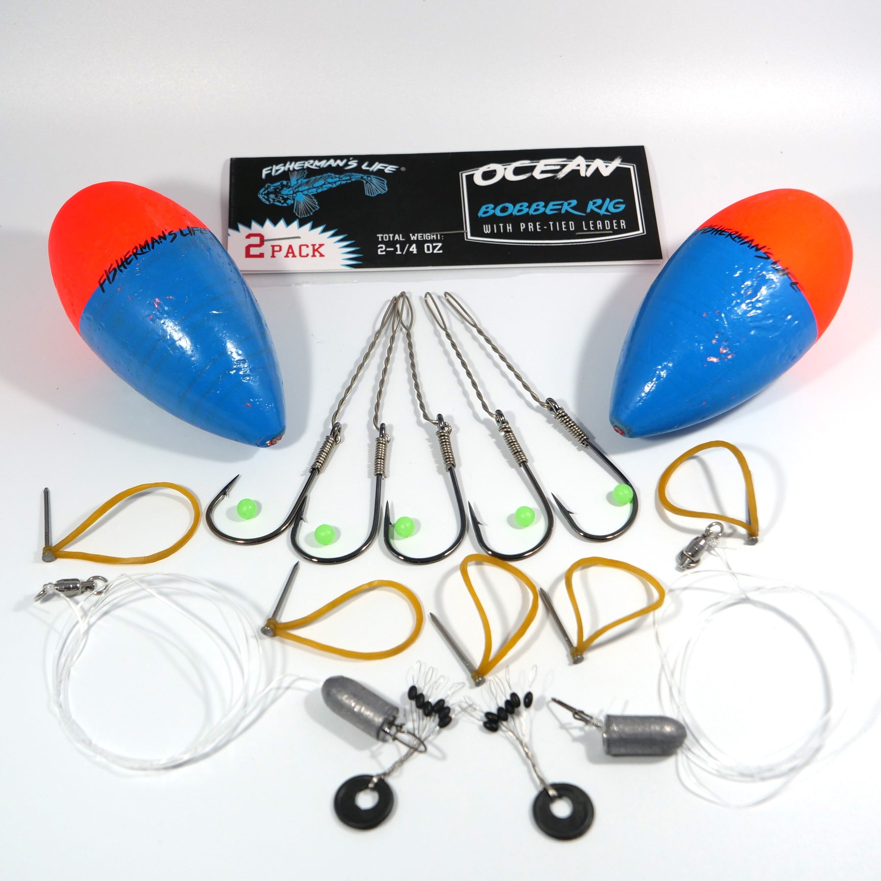 Ocean Bobber Rig Kit 2 Pack w/ Pre-Tied Leaders and Hooks – Fisherman's ...