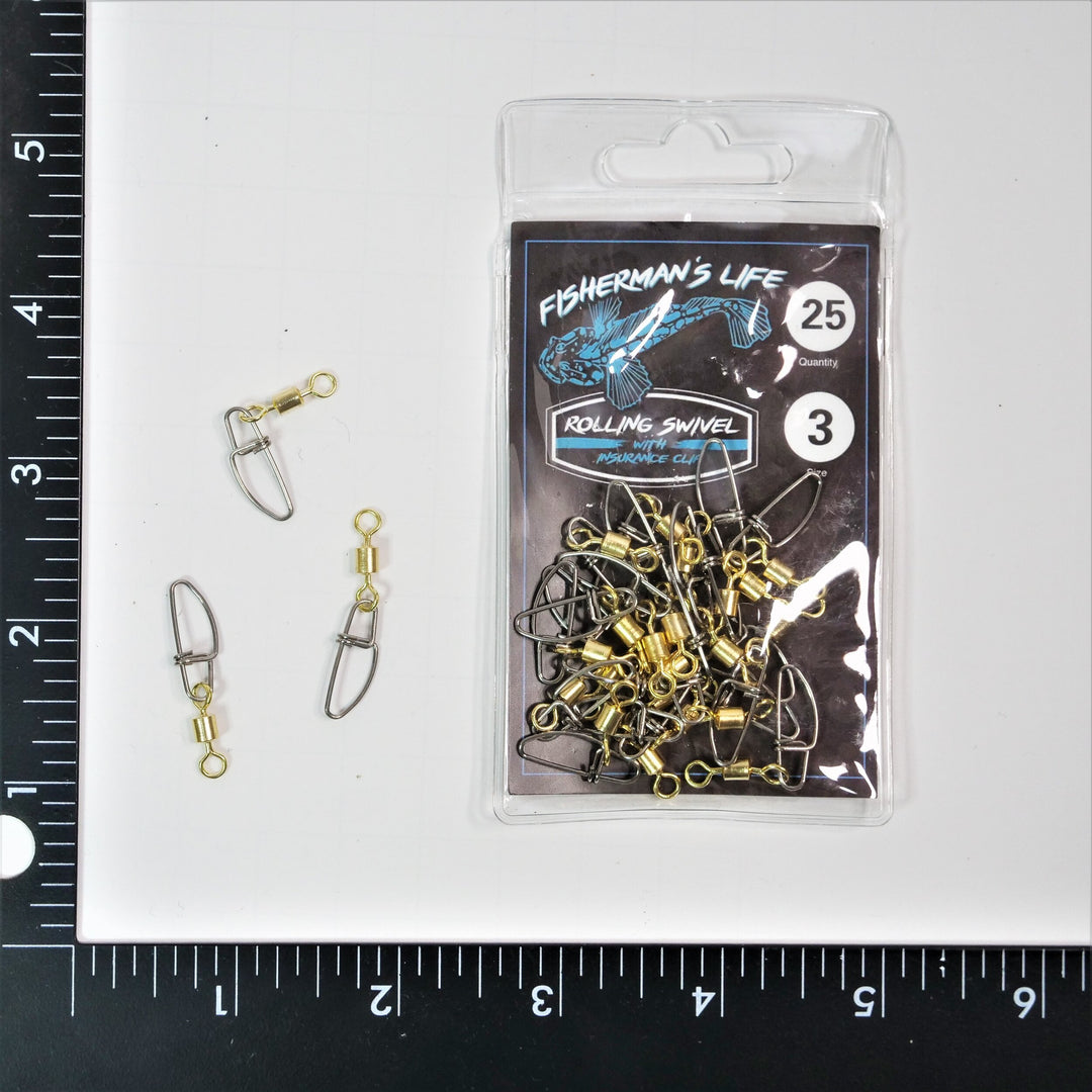 Rolling Swivels With Insurance Clips (5 sizes) Fisherman's Life Size 4/0, #90