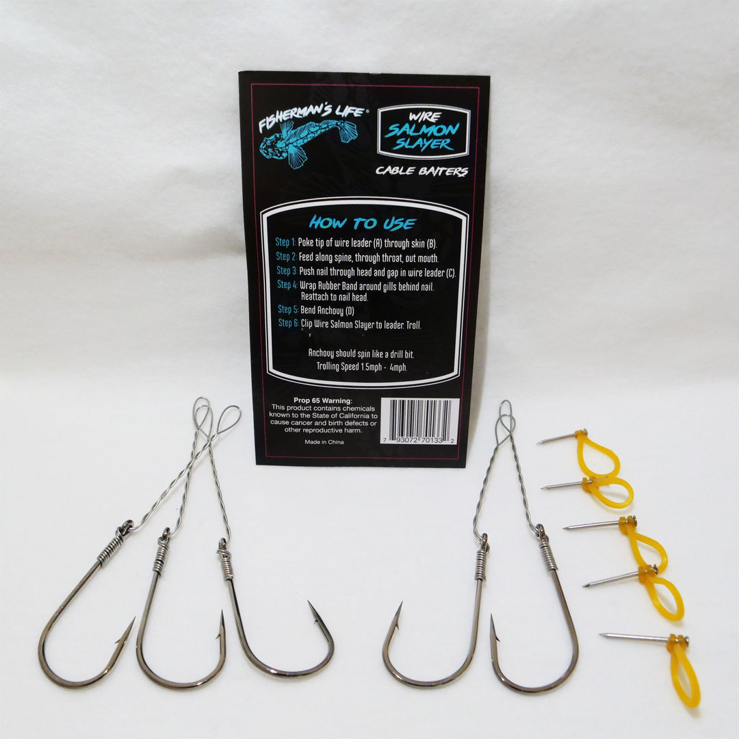 barbless hooks for salmon fishing Fisherman's Life Cable Baiters 5/0 Wide Gap Hooks For Salmon Fishing